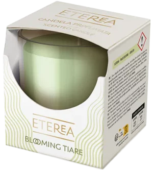 ETEREA Vela Blooming Tiare vela perfumada 120 g em copo de vidro. Vela perfumada ETEREA para criar ambiente acolhedor.