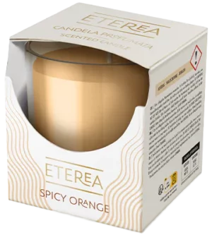 ETEREA Vela Spicy Orange branco vela perfumada 120 g em copo de vidro. Vela perfumada ETEREA para criar ambiente acolhedor
