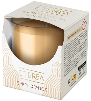 ETEREA Vela Spicy Orange branco vela perfumada 120 g em copo de vidro. Vela perfumada ETEREA para criar ambiente acolhedor