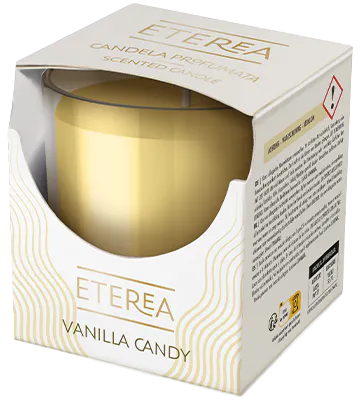ETEREA Vela Vanilla Candy branco vela perfumada 120 g em copo de vidro. Vela perfumada ETEREA para criar ambiente acolhedor